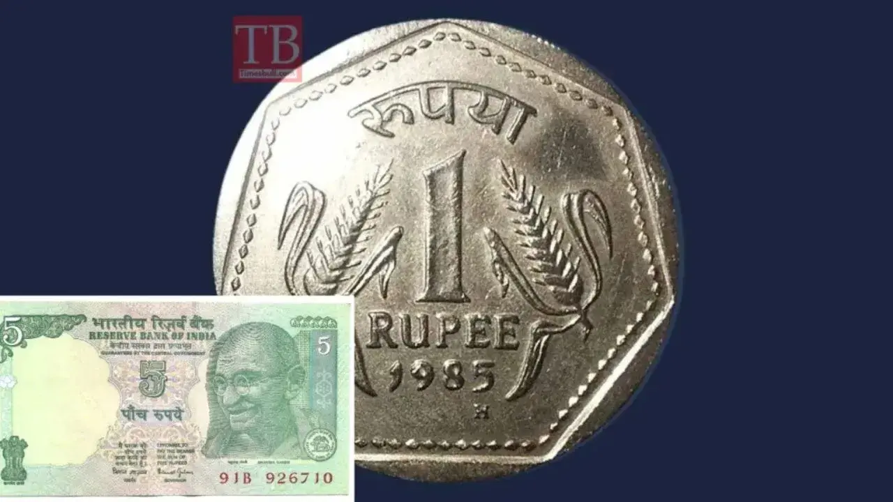 Rs 1 coin and Rs...